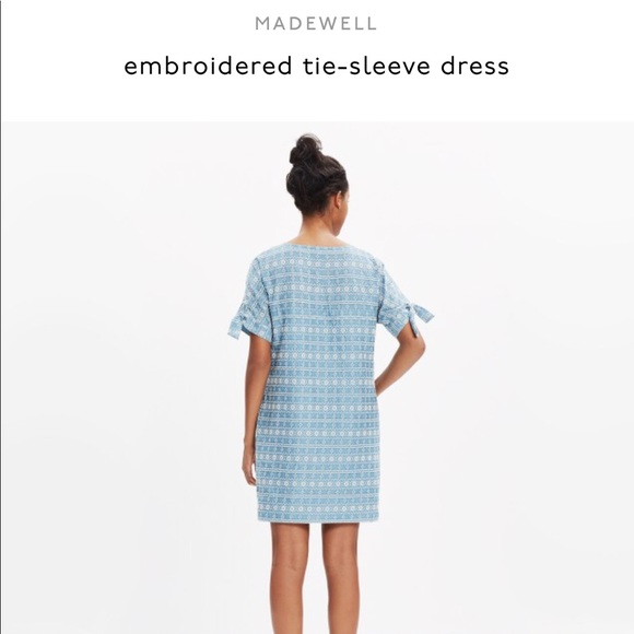 Madewell embroidered tie sleeve dress - Picture 3 of 8